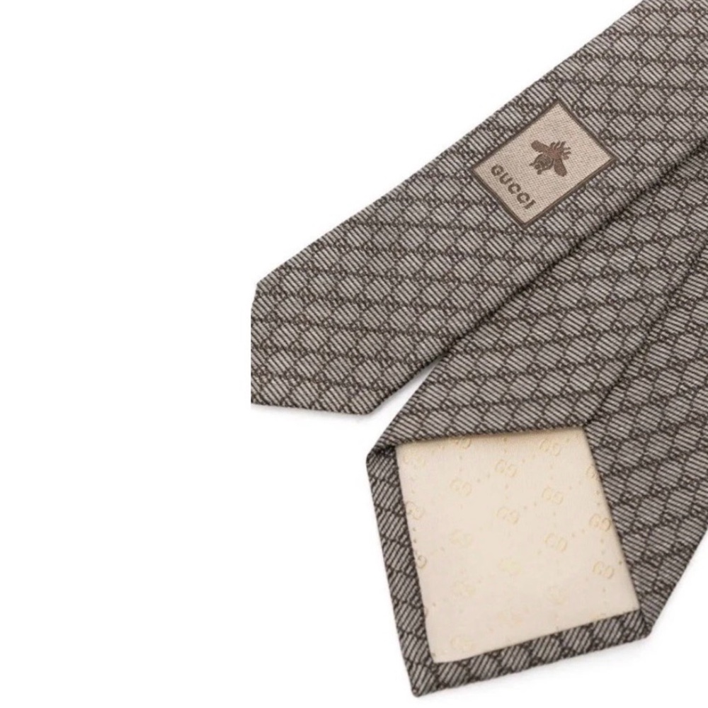 Gucci Brown Textured Silk Tie - Picture 5 of 7
